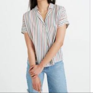 Vintage button up rainbow stripe top